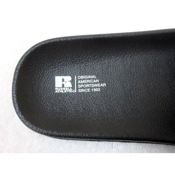 Russell Athletic Men's Since 1902 Logo Slide Sandal Black White Classic NWT - Picture 3 of 4